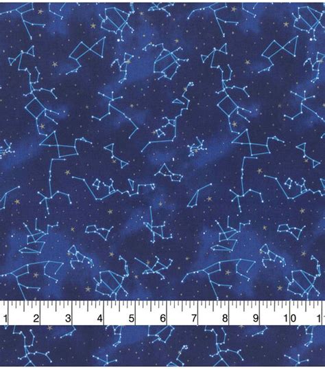 Star Constellations Novelty Metallic Cotton Fabric 